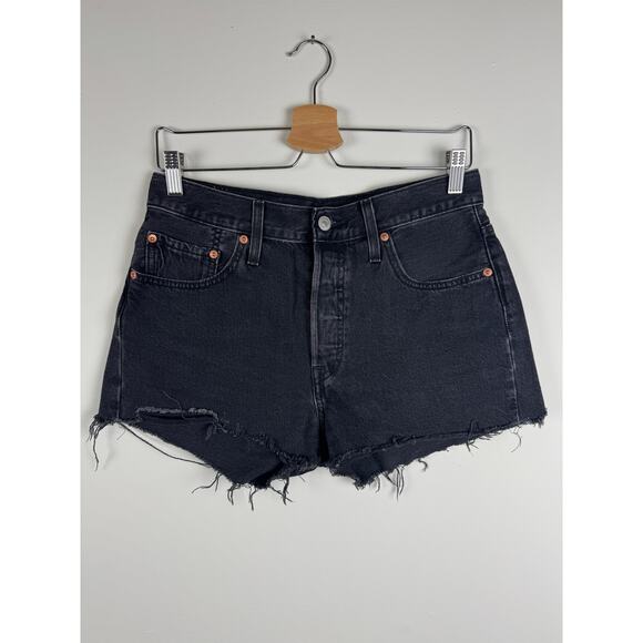 Levi's 501 Black Denim Cutoff Shorts 28 - Picture 1 of 4